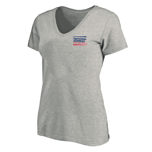 Womens Plus Heather Grey V Neck T Shirt-National Express