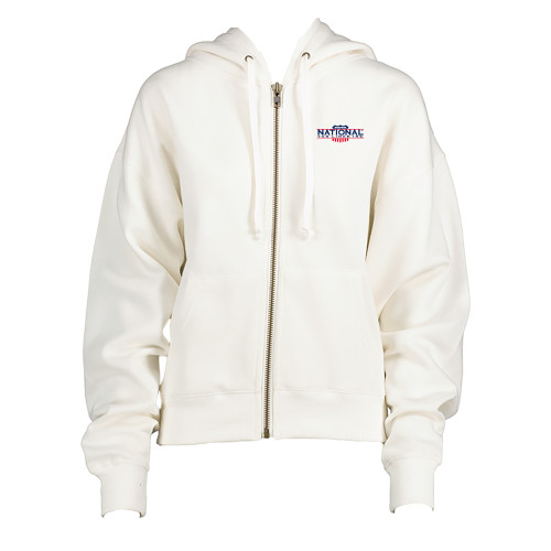 ENZA Womens White Boxy Full Zip Hood-