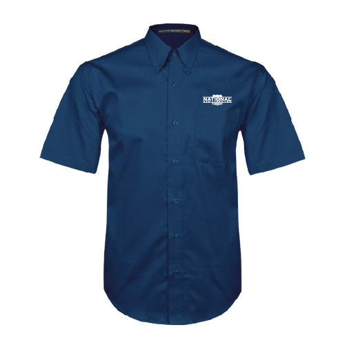 Navy Twill Button Down Short Sleeve-