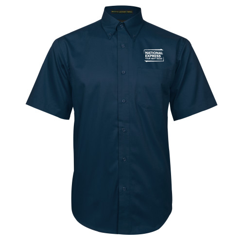 Navy Twill Button Down Short Sleeve-National Express