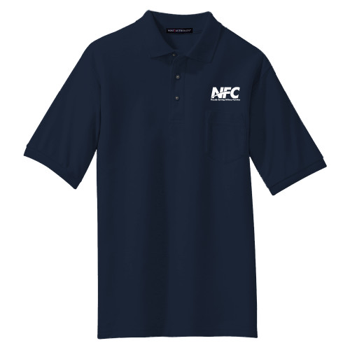 Navy Silk Touch Polo w/ Pocket-NFC