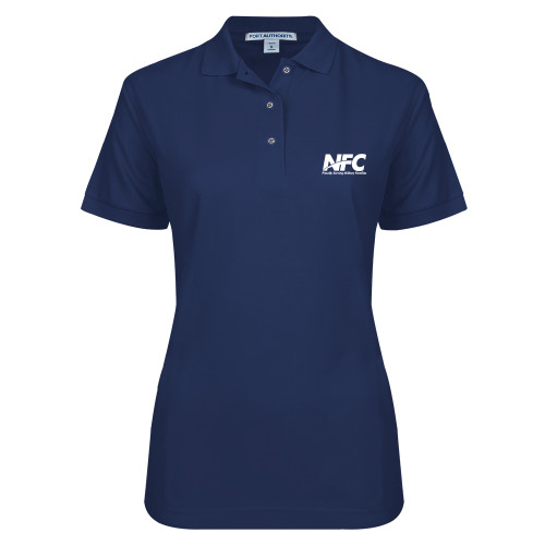Womens Silk Touch Navy Pique Polo-NFC