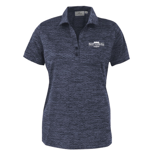 Womens Navy Honeycomb Jacquard Polo-