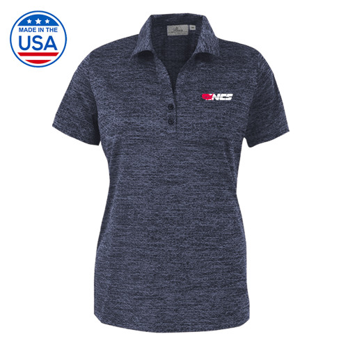 Womens Navy Honeycomb Jacquard Polo-NCS