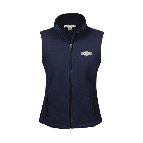 Womens Navy Fleece Full Zip Vest-