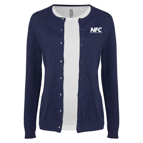 Womens Navy Cardigan Sweater-NFC