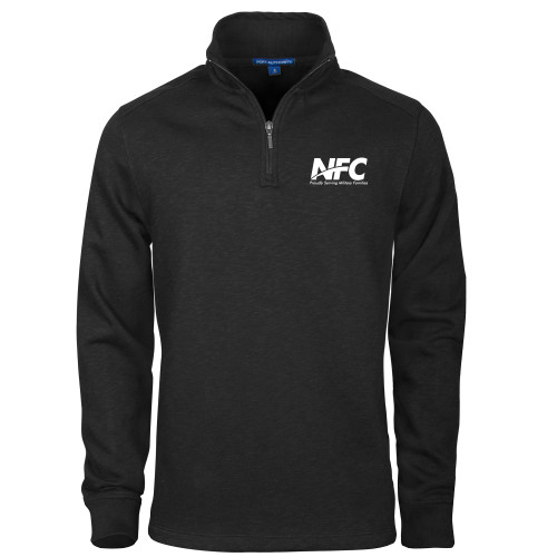 Black Slub Fleece 1/4 Zip Pullover-NFC