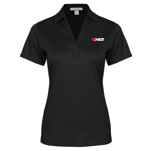 Womens Black Performance Fine Jacquard Polo-NCS