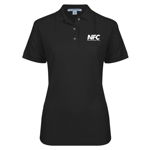 Womens Silk Touch Black Pique Polo-NFC