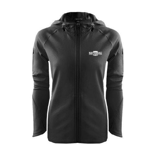 Womens Black Tech Fleece Full Zip Hooded Jacket-