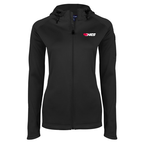 Womens Black Tech Fleece Full Zip Hooded Jacket-NCS