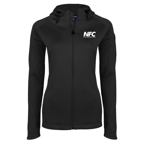 Womens Black Tech Fleece Full Zip Hooded Jacket-NFC