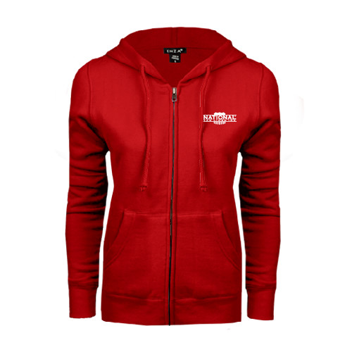 ENZA Womens Red Fleece Full Zip Hoodie-