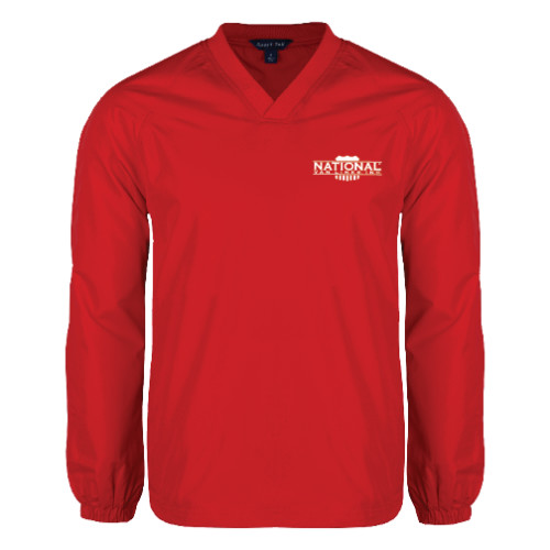 Red V Neck Raglan Windshirt-