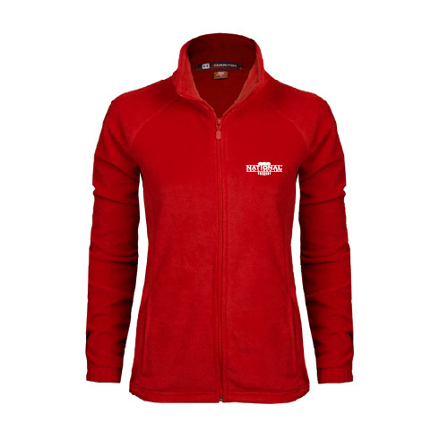 Womens Red Fleece Full Zip Jacket-