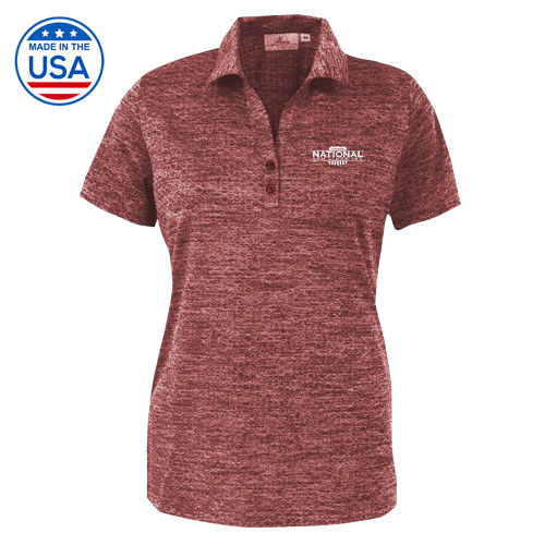 Womens Maroon Honeycomb Jacquard Polo-