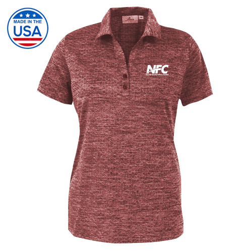Womens Maroon Honeycomb Jacquard Polo-NFC