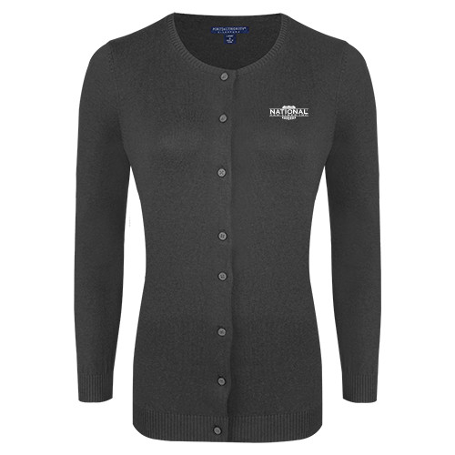 Womens Charcoal Cardigan Sweater-