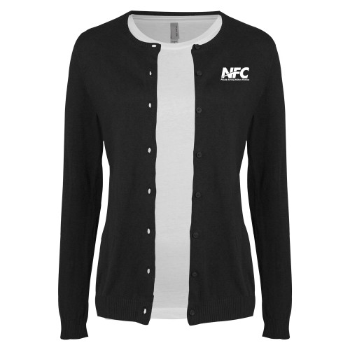 Womens Black Cardigan Sweater-NFC