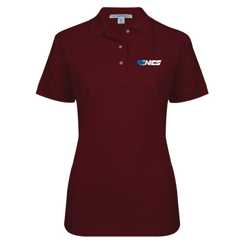 Womens Silk Touch Burgundy Pique Polo-NCS