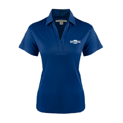 Womens Navy Performance Fine Jacquard Polo-