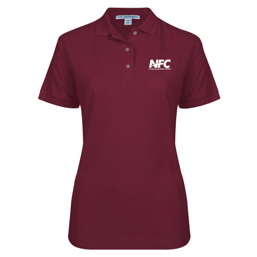 Womens Silk Touch Maroon Pique Polo-NFC