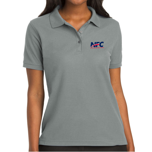 Womens Silk Touch Cool Grey Pique Polo-NFC