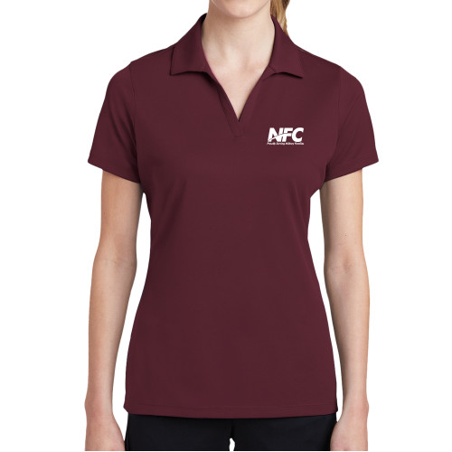 Womens Maroon Dry Mesh Polo-NFC