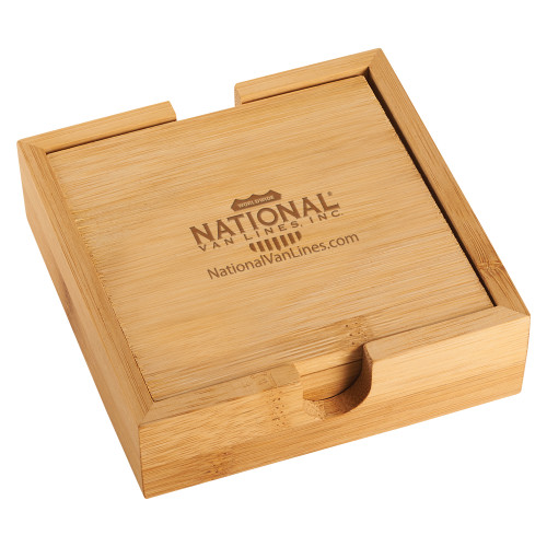 Bamboo Coaster Set-National Van Lines Inc Engraved