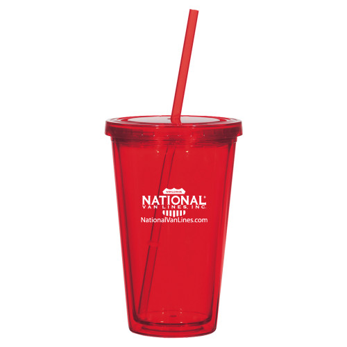 Madison Double Wall Red Tumbler w/Straw 16oz-