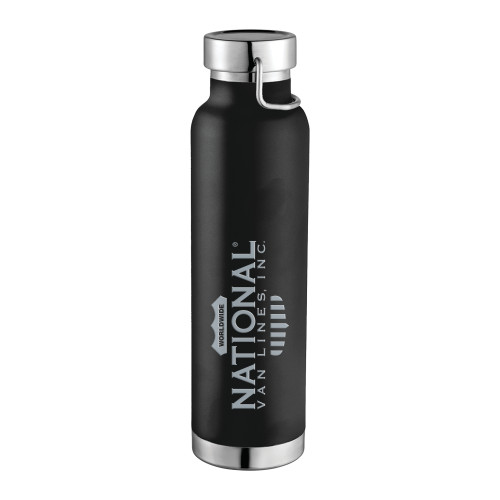Thor Copper Vacuum Insulated Black Bottle 22oz-National Van Lines Inc Engraved