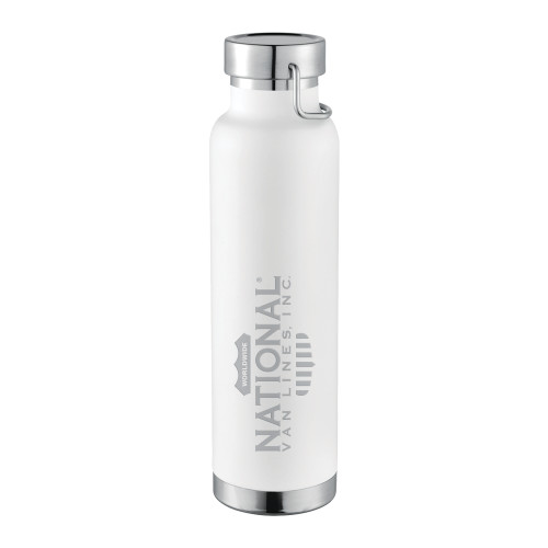 Thor Copper Vacuum Insulated White Bottle 22oz-National Van Lines Inc Engraved