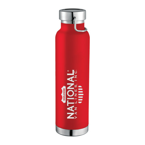 Thor Copper Vacuum Insulated Red Bottle 22oz-National Van Lines Inc Engraved