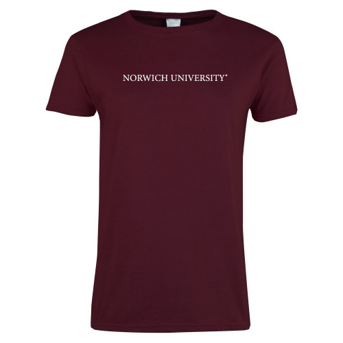 Womens Maroon Short Sleeve Tee-Wordmark