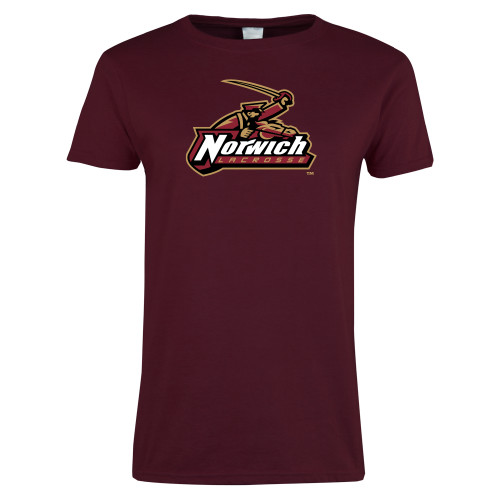 Womens Maroon Short Sleeve Tee-Lacrosse