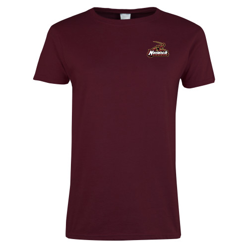 Womens Maroon Short Sleeve Tee-Primary Mark
