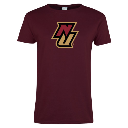 Womens Maroon Short Sleeve Tee-NU