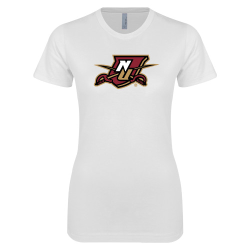 Next Level Womens White Boyfriend Tee-NU Shield