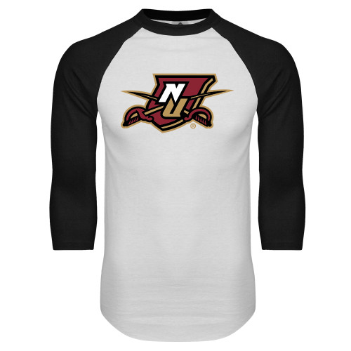 White/Black Raglan Baseball T Shirt-NU Shield