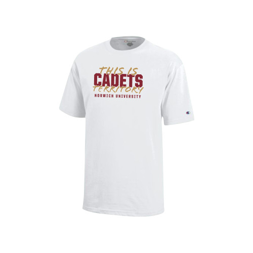 Champion Youth White Short Sleeve Tee-Norwich - This is Cadets Territory