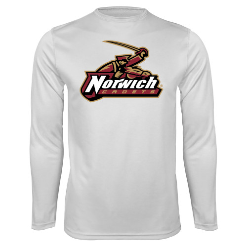 White Performance Long Sleeve Shirt-Primary Mark