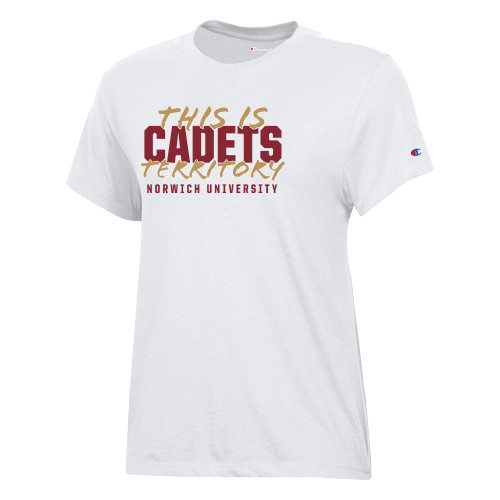 Champion Womens  White Core Short Sleeve Tee-Norwich - This is Cadets Territory