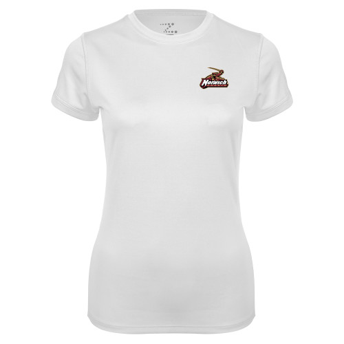 Womens White Performance Tee-Primary Mark