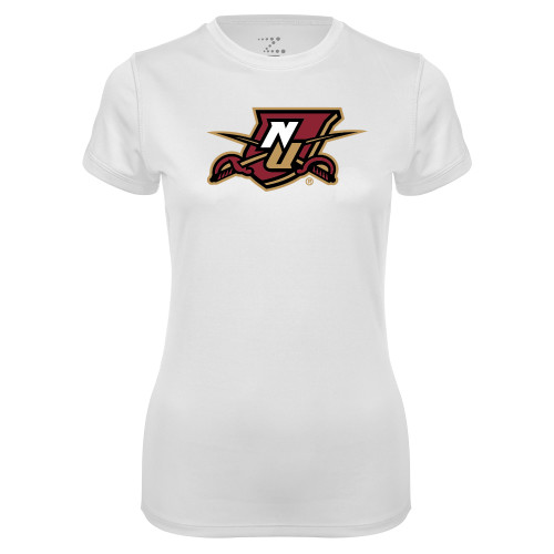 Womens White Performance Tee-NU Shield