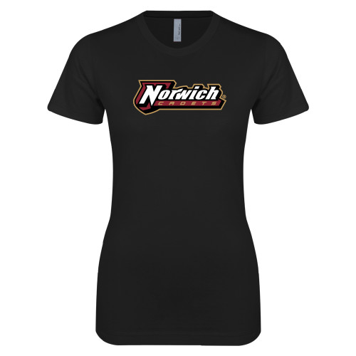 Next Level Womens Black Boyfriend Tee-Norwich Wordmark