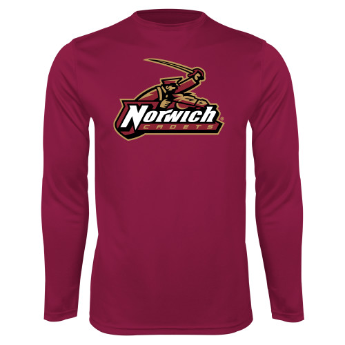 Maroon Performance Long Sleeve Shirt-Primary Mark