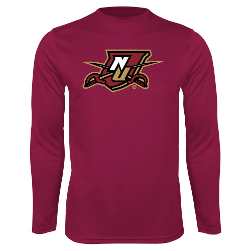 Maroon Performance Long Sleeve Shirt-NU Shield