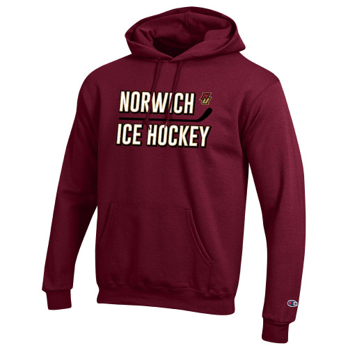 Champion Maroon Fleece Hoodie-Norwich Ice Hockey