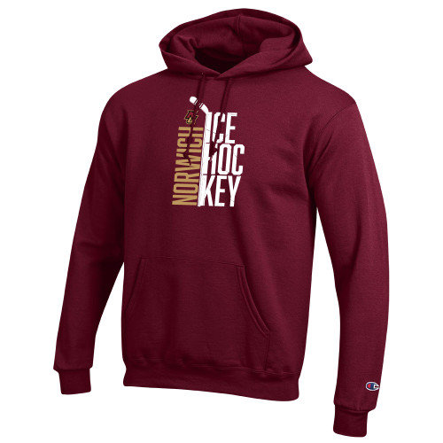 Champion Maroon Fleece Hoodie-Stacked Ice Hockey