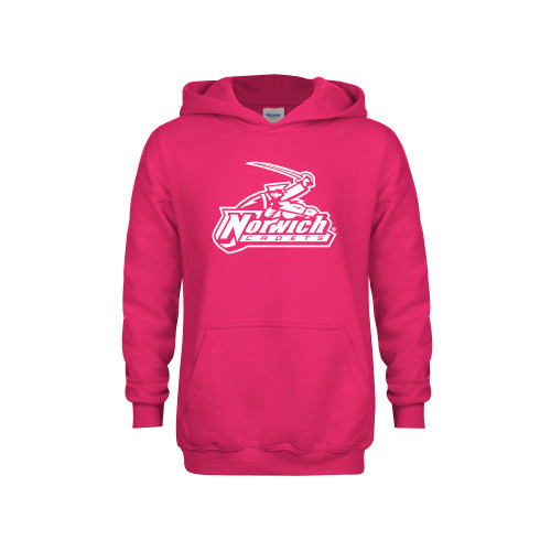 Youth Hot Pink Fleece Hoodie-Primary Mark